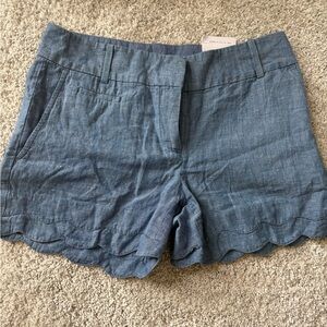 NWT LOFT High Waist Blue Riviera Scalloped Shorts